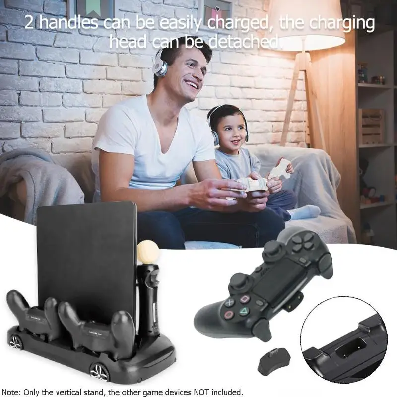 

ALLOYSEED for Sony PS4 Slim/Pro/PS Move Multi-functional Fan Cooling Seat Charger Car Shape Vertical USB Stand Controller New