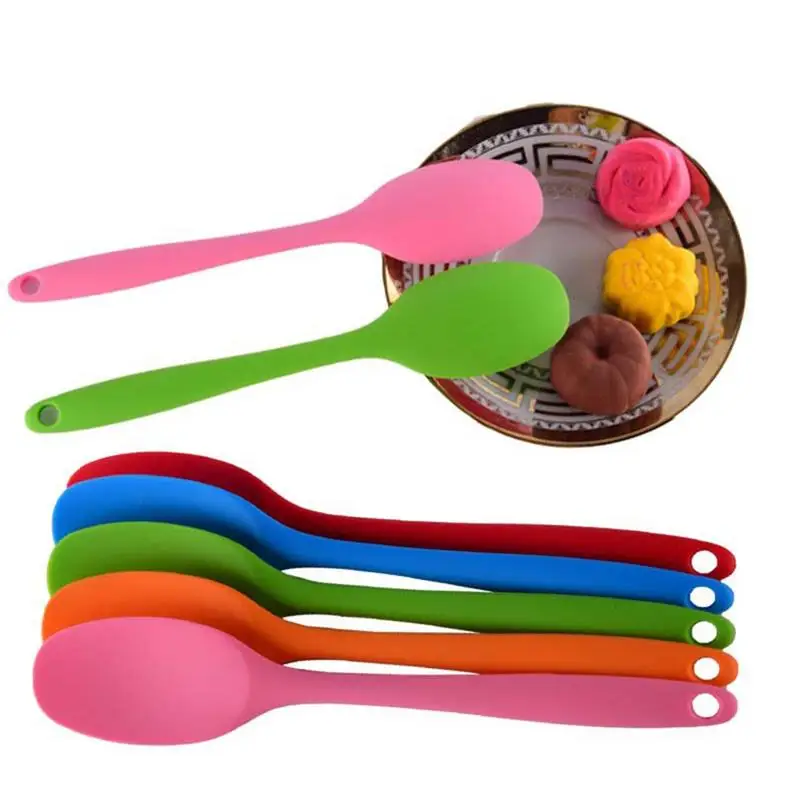 

Soup Spoon Silicone Large Spoon with Long Handle High Temperature Resistant Kitchen Tool Cake Baking Scraper Spoon