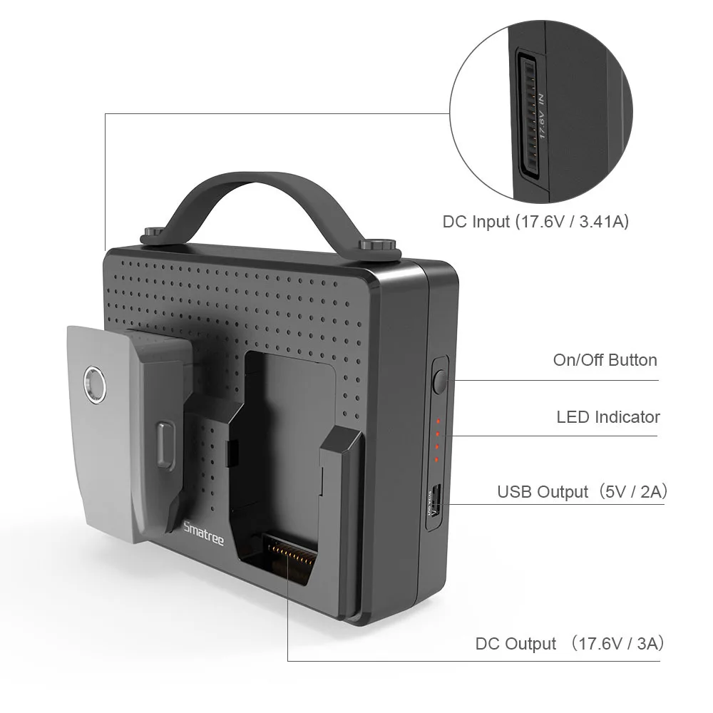  Smatree Portable Batteries For DJI Mavic 2 Pro Charging Station Compatible Charge Two Mavic 2 Zoom 