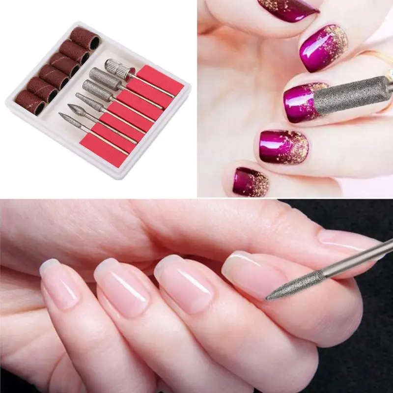 

12pcs/set Pro Nail Art DIY Drill Bits File Kit DIY Electric Drill Bits File Kit Metal Grinding Heads Sand Rings Nail Art Tool