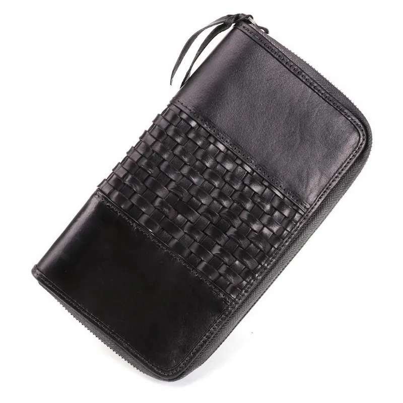 

New Arrivals Men Wallets Long Casual Knitting Men Wallet Leather Zipper Male Clutch Wallets Coin Pockets Men Purse Zipper
