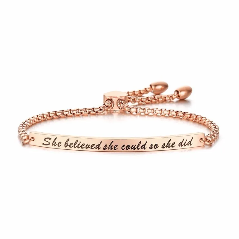 Она верила, что может, так что она делает браслет из нержавеющей стали вдохновляющий ювелирные изделия