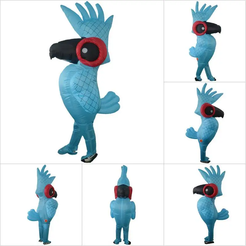 Надувной Костюм голубого попугая для косплея; карнавальный костюм с животными из мультфильмов; одежда для попугая; вечерние костюмы на Хэллоуин для взрослых и детей