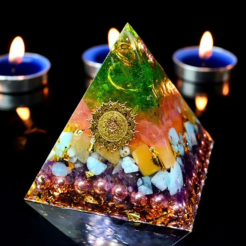 Orgonite Ариэль аура Хрустальная пирамида Анахата чакры прозрачное ювелирное