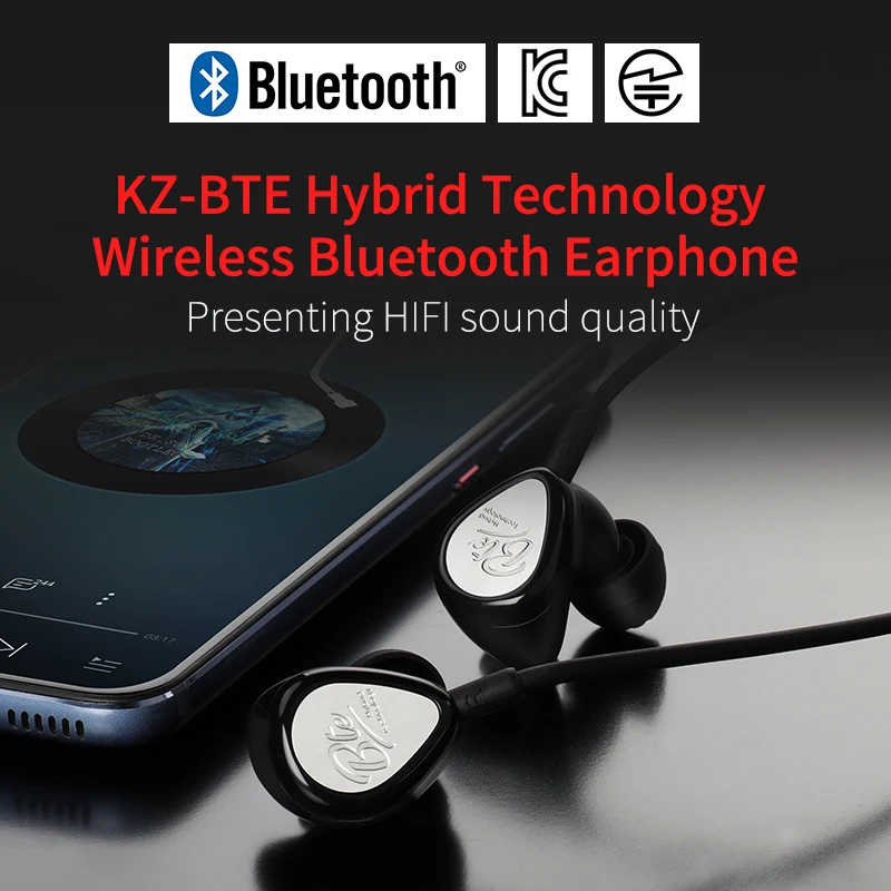 KZ BTE 1DD+ 1BA Aptx гарнитура спортивные Bluetooth наушники/Беспроводная гарнитура Hifi бас наушники для телефонов и музыки