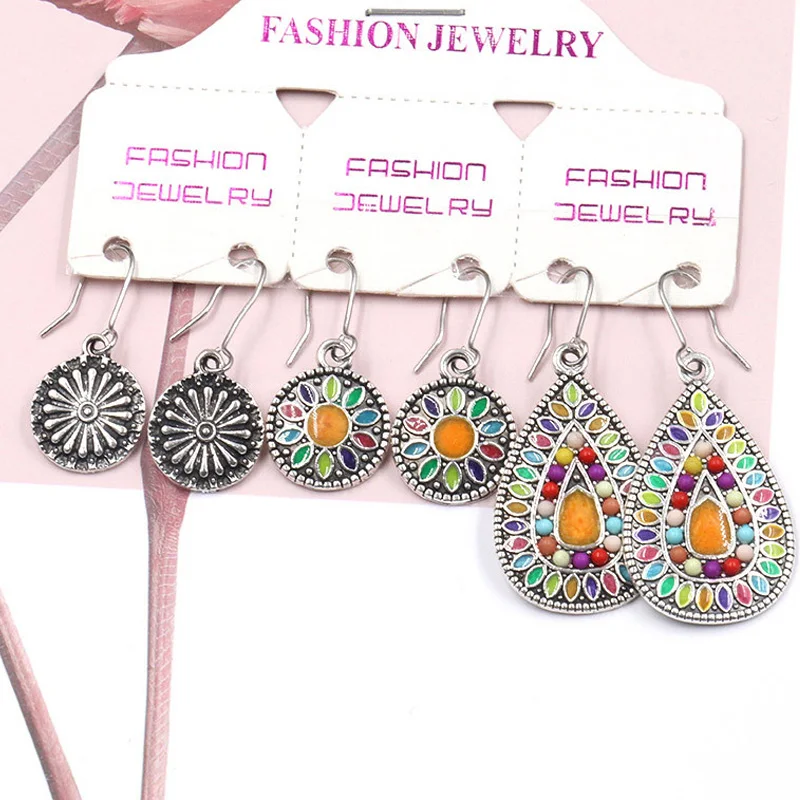 

Sale Multiple 3Pairs/Set Vintage Bohemian Ethnic Dangle Drop Earrings for Women Antique Hanging Earrings Jewelry