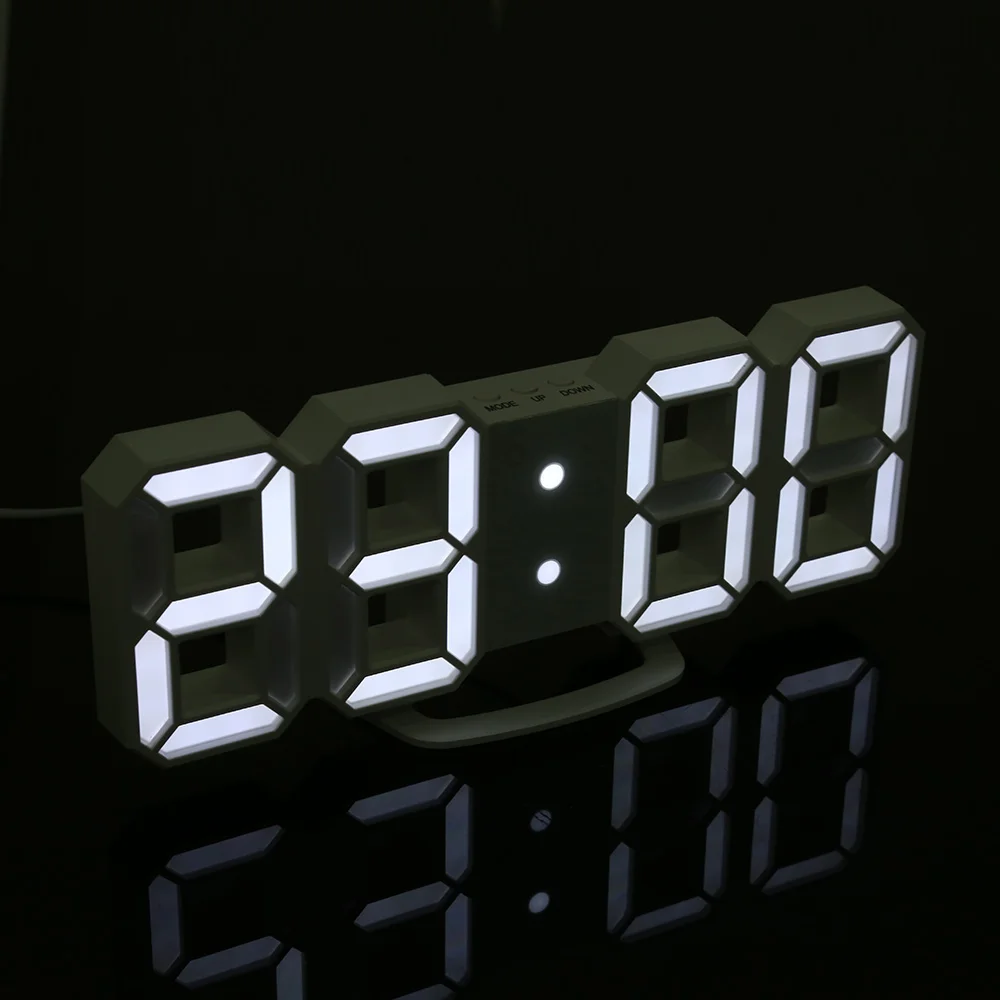 

Modern 3D LED Display Digital Desk Wall Alarm Clock 2 Modes Night Lights 3 Brightness Adjustment Level for Bed Room Foyer Study