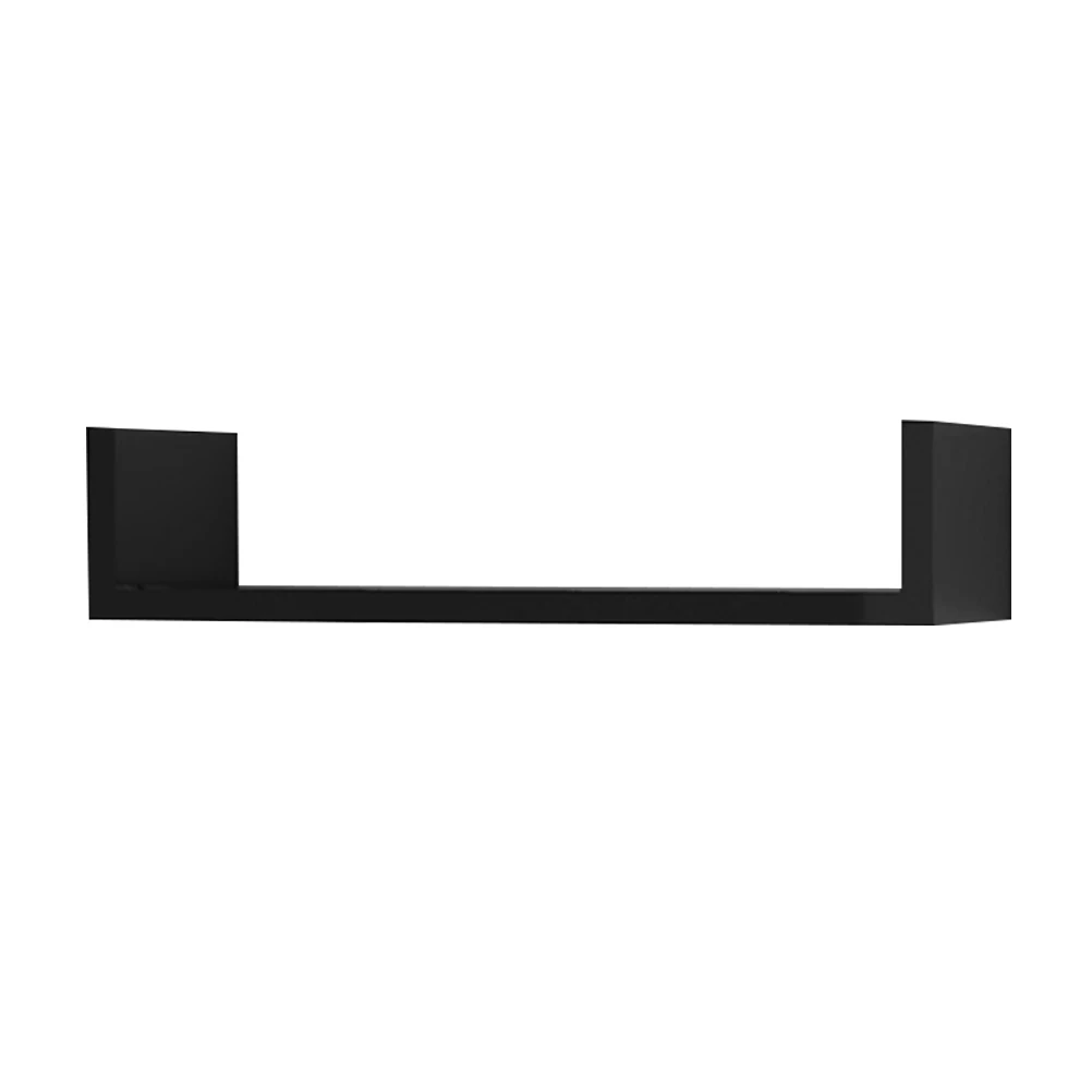 

Contemporary U Shape Wall Mounted Rack Simple Wood Bookshelf for Book/Media/CD/DVD Storage 45x15x1.6cm(Black)