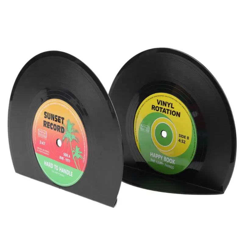 buy 2pcs Creative Vinyl Record Shaped Book Shelves Holders School Office Gifts