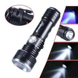 Профессиональная УФ-Факел 2 светодио дный фонарик фиолетовый свет инструмент регулируемый фокус Перезаряжаемые USB 16340 факел для денег