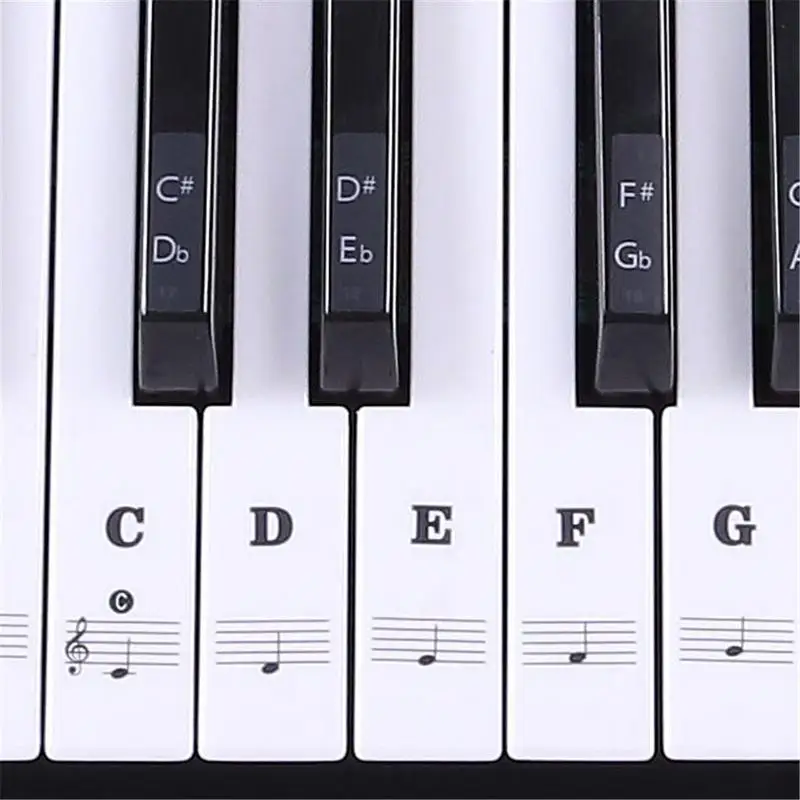 Электронная клавиатура наклейка пианино Ключ стикер прозрачный 54 61 88 клавиш Stave Note наклейка для белые клавиши аксессуар для занятий музыкой
