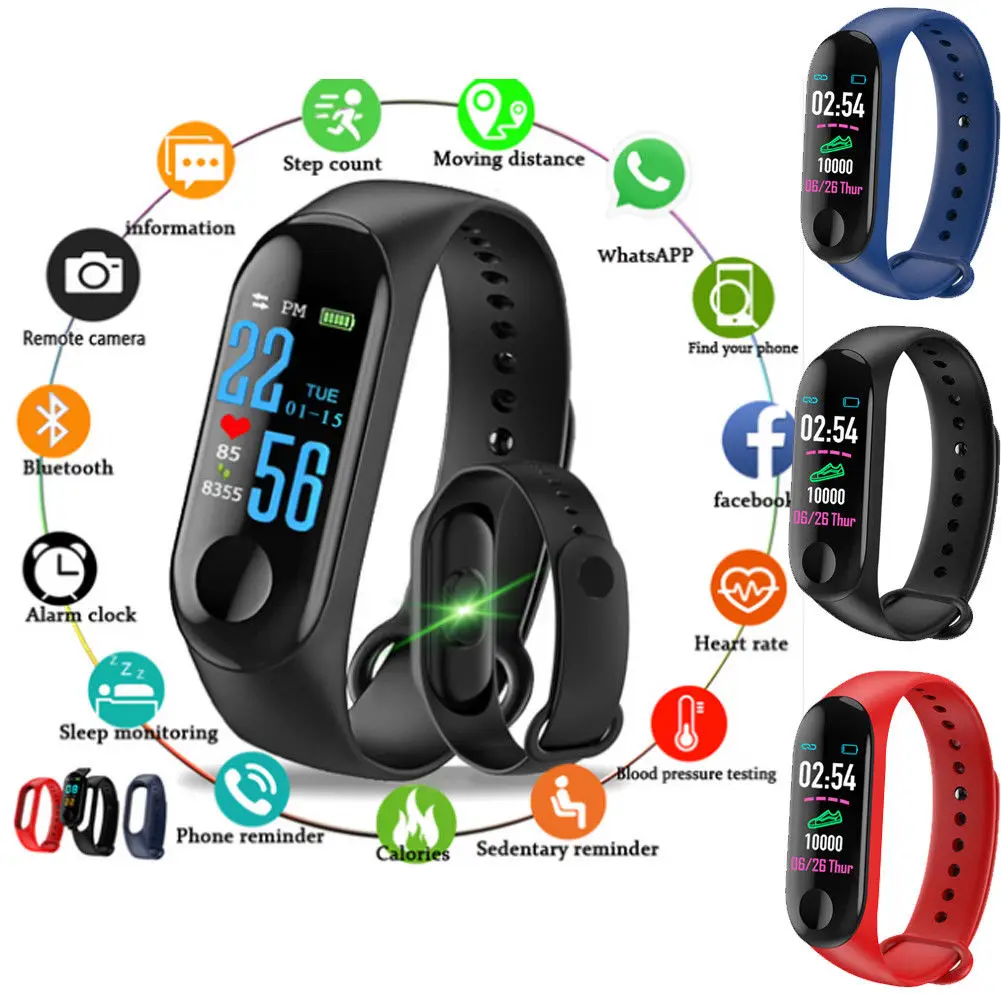

M3s Smart Bracelet Wristbands Sport Band Fitness Tracker Blood Pressure HeartRate IP67 Waterproof 0.96 Inch