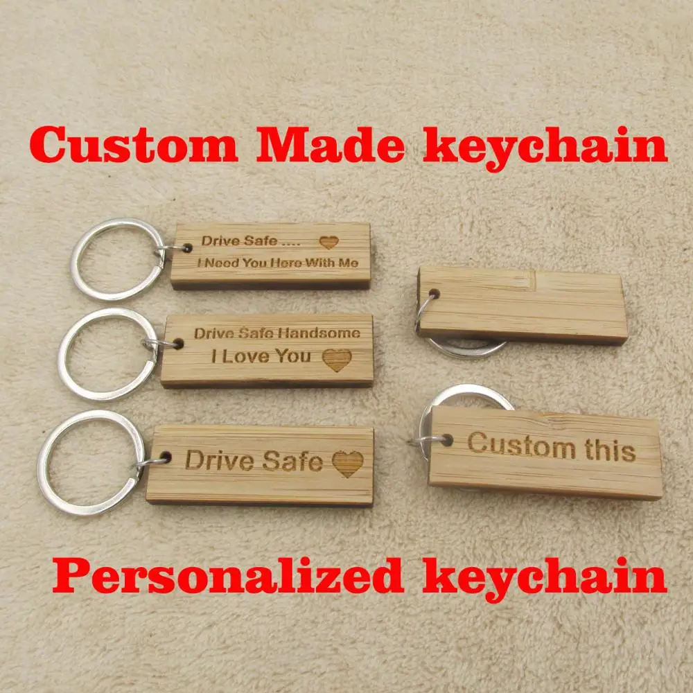 

Custom Drive safe keychain Personalized rectangle Keyring Gifts for Bestfriend Couples Boyfriend Wooden Engraved Key chain