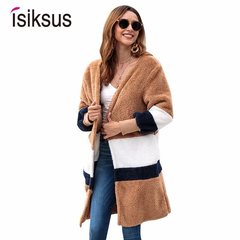 discounted  Isiksus Autumn Fleece Jackets Women Long Sleeve Cardigan Winter 2018 Fur Coats Female Fall Casual B