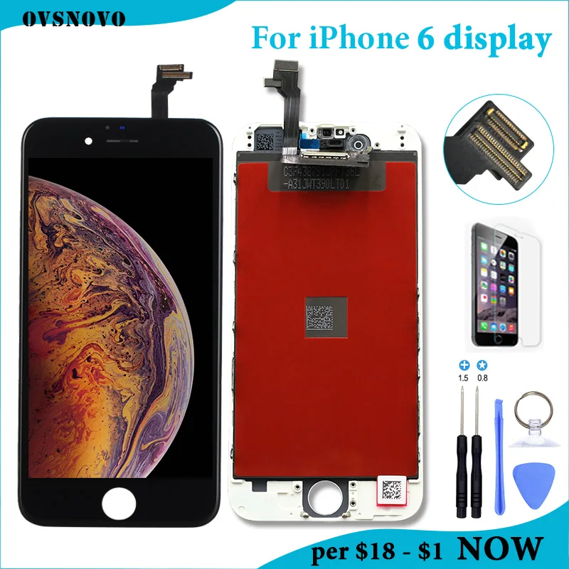 Скидка 4,7 дюймов AAAA lcd для iPhone 6 дисплей кодирующий преобразователь сенсорного экрана в сборе для iPhone 6 6G A1549 A1586 A1589 Замена ЖК экрана