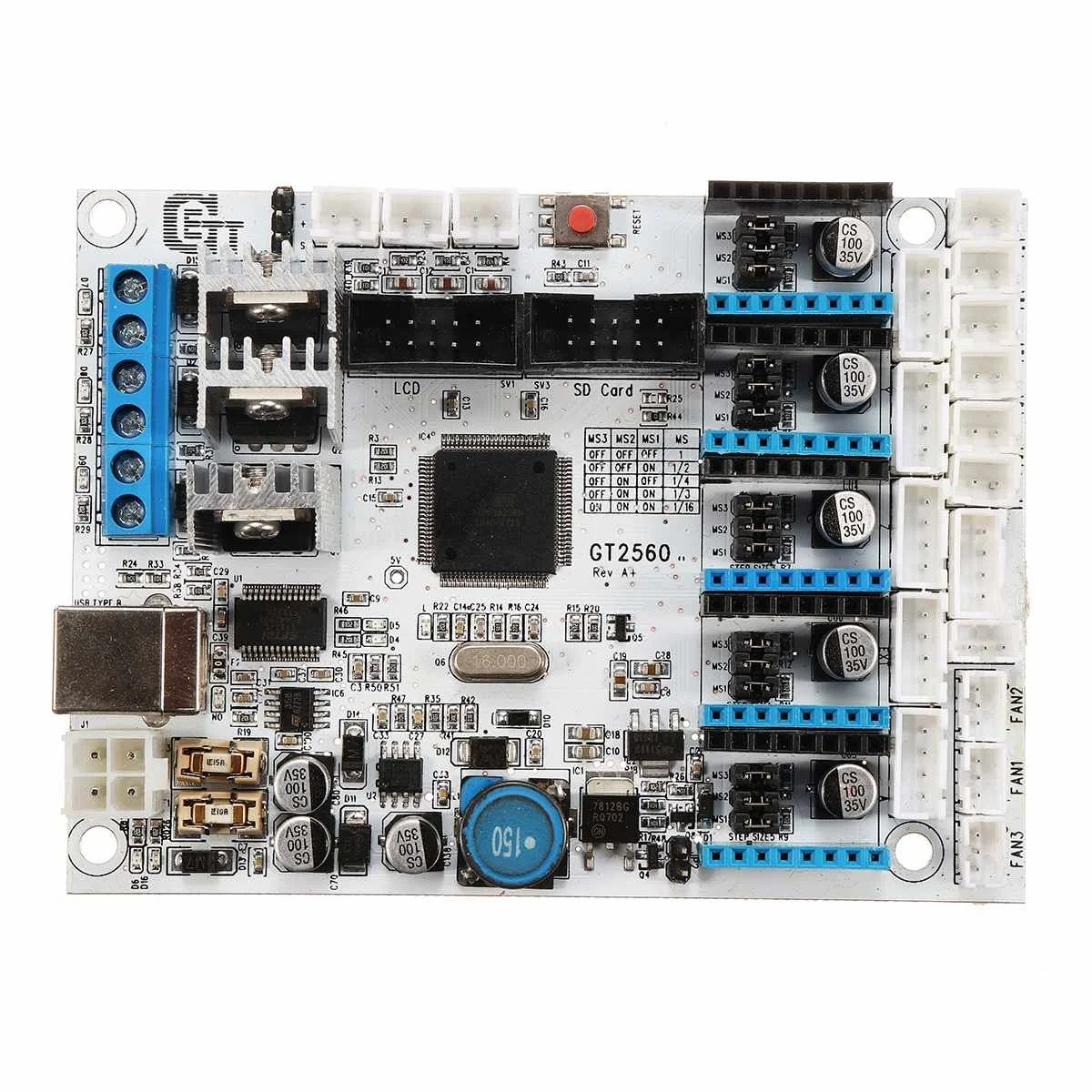 

GT2560 Control Board 3D Printer Controller Board 5 stepper motors for ATMEGA 2560 I3 Delta 16MHZ 3D Printer Board