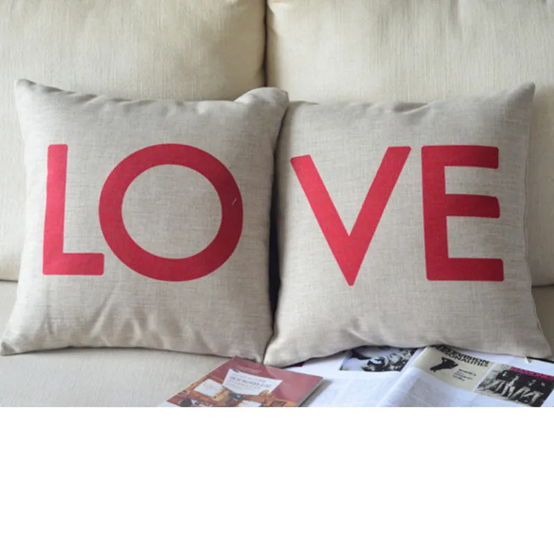 

LOVE Pattern Nordic Style Cushion Cover Dog Cotton Linen Spring Pillow Covers Decorative Pillowcase For Sofa Car Coussin Jaune