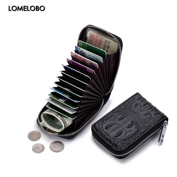 

Lomelobo Split Leather Card Wallet Women & Men Alligator Coin Purse Credit ID Card Holder Female Male Lady Bank Cards Wallet Hot