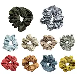 Волосы милые Scrunchies плед Для женщин аксессуары галстук Scrunchie резинка для хвоста волос резиновый держатель полосы ручной веревку модная