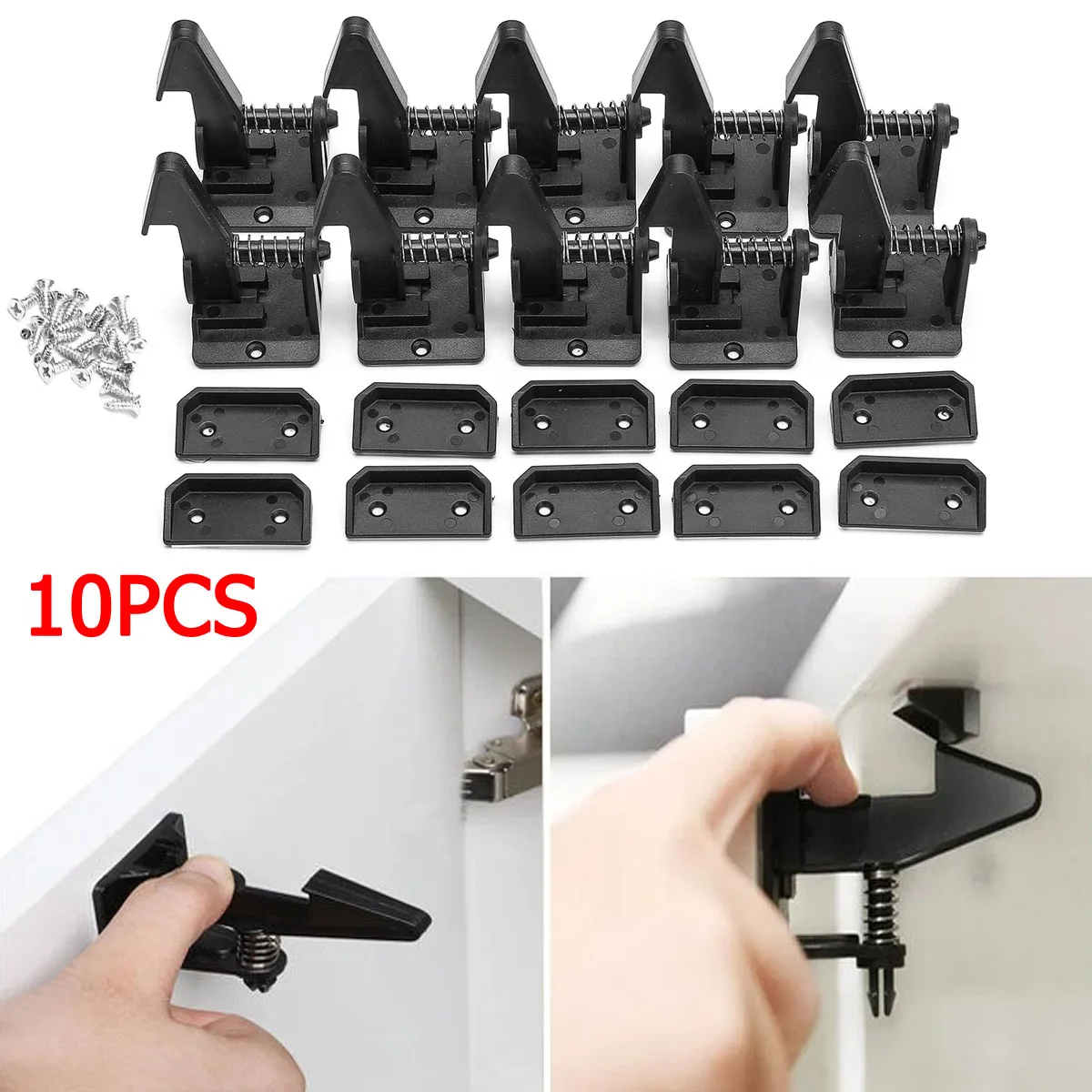 

10pcs/set Child Safety Drawer Cabinet Lock Children Toddler Closet Locker with Screws for Kitchen Tableware Protection