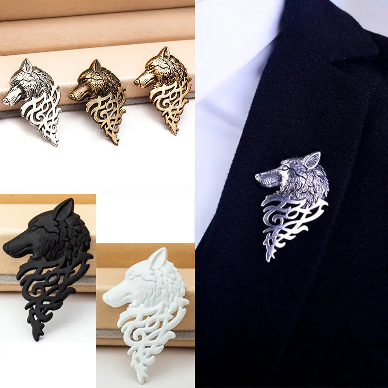 

Retro Wolf Head Brooch Badge Buckle Cool Animal Decorative Pins Jewelry Men's Suit Accessories Gifts