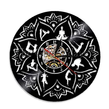 

1Piece Yoga Mandala Clock Chakra Led Light Room Decor Surya Namaskara Vinyl Record Wall Clock Meditation Mood Lighting