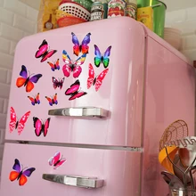 3D стикер на стену s доска для сообщений 12 шт./лот бабочки на холодильник магнитная наклейка на холодильник детские комнаты украшение стены