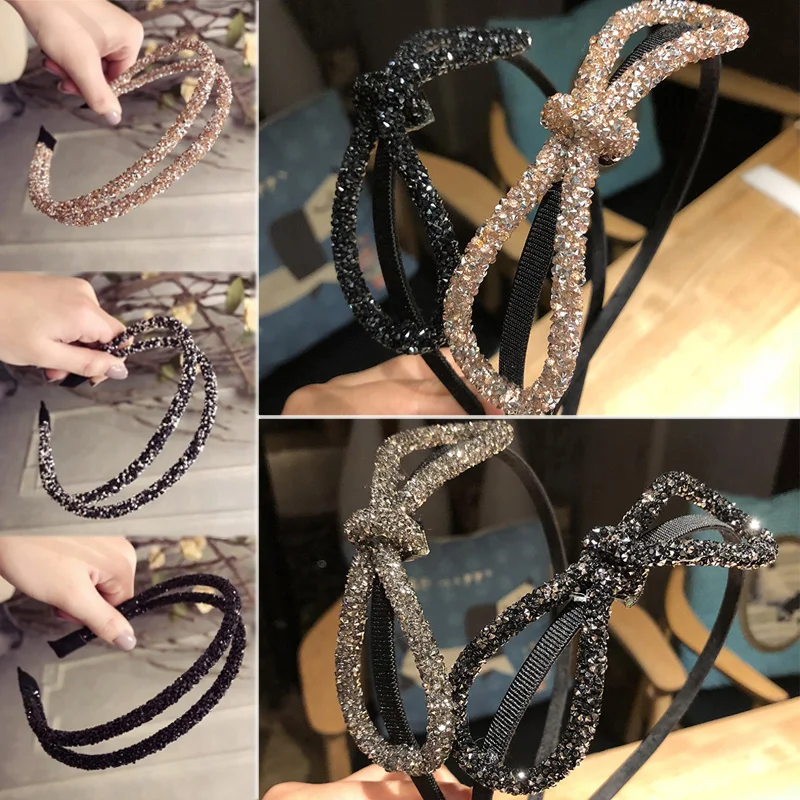 

Gifts 10 Colors Big Bow Shining Cross Women 1PC Hairband Girls Hair Accessories Fashion Rhinestone Crystal Beautiful Unique