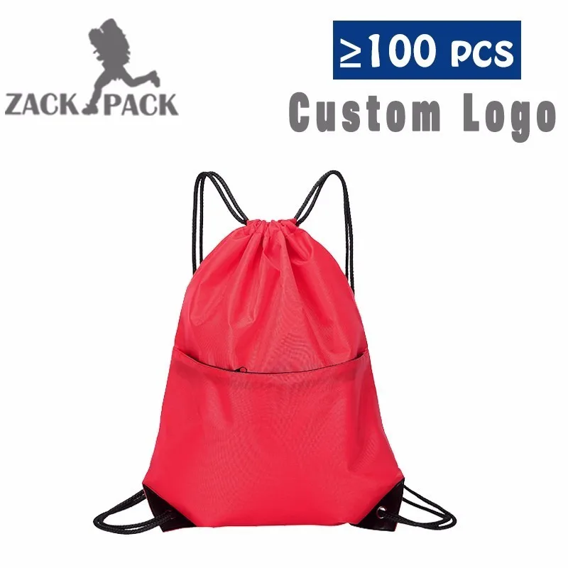 Drawstring Bag Custom Logo Simple Cotton Pouch Training Canvas Backpack  Waterproof Sack Mochila Knapsack Bag