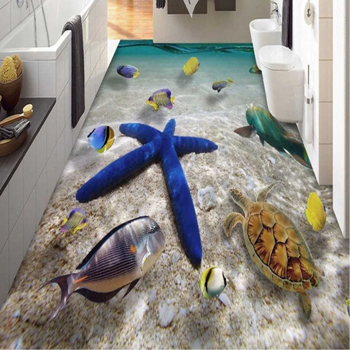 60x90cm 3D Ocean Starfishs Floor Wall Sticker Removable Mural Decal Bathroom Kitchen Bedroom Art Sticker Home Interior Decor 60x90cm 3D Ocean Starfishs Floor Wall Sticker Removable Mural Decal Bathroom Kitchen Bedroom Art Sticker Home Interior Decor