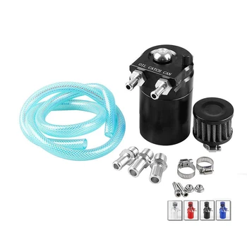 

Universal 300ML Aluminum Car Engine Oil Catch Can Kit Air Oil Separator Tank Cylinder Baffled Reservoir With Filter Dip Stick