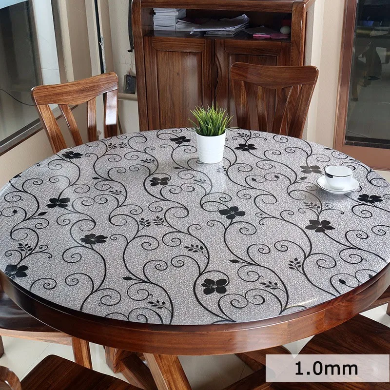 LDAJMW PVC Waterproof Tablecloth Tablecloth Transparent Soft Glass Round Table Waterproof And Oil-proof Anti-scrubbing 1.0 Mm