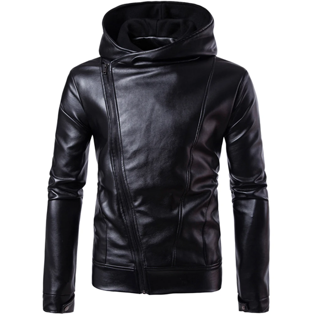 

Autumn Winter Warm PU Leather Jacket Men Slim Fit Motorcycle Jacket Hoodied Retro Style Coat Males Casual Cool Outwear Jackets