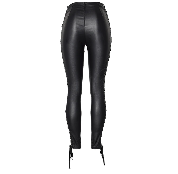 Alto Pu Venda Slim Cuero Talle Negro Estilo Pantalones La Elástico Imitación Mujer Nuevo De qYz4x7H