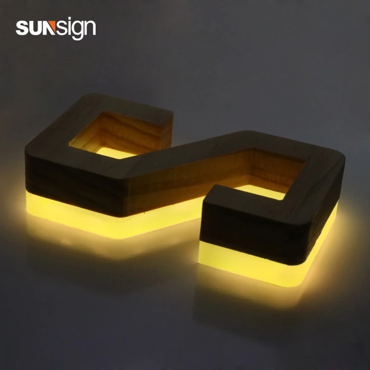 3d Деревянный алюминиевый канал письмо RGB сильный светодиодный свет задняя освещенная буква