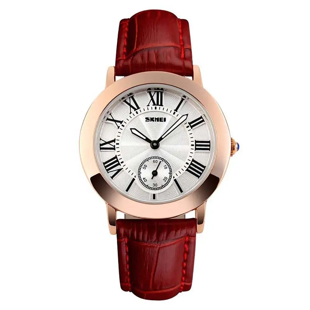 

Fashion Women Retro Roman Numbers Genuine Leather Round Dial Analog Quartz Wrist Watch