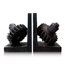 Набор из 2 поли-каменных шестеренок книжные концы Ретро шестерни 7 дюймов Высота для дома и офиса украшение стола книжные концы
