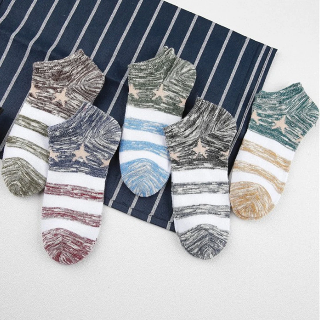 

Summer male mixed color silicone invisible man star cotton socks low waist socks short socks boy boat casual socks