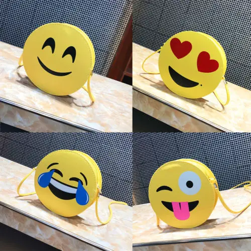 

Cute Emoji Cartoon Shoulder Coin Purses Bag PU Women Kids Handbag Purse Crossbody Bag