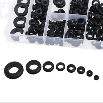 

180pcs Flat Rubber Washer Grommet 8 Popular Sizes Grommet Gasket 20.7x10.3x2.8cm for Protects Wire