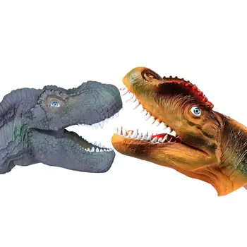 

2pcs/set Child Dinosaur Hand Puppet Kids Soft Rubber Dinosaur Toy Tyrannosaurus+Spinosaurus Toys Mesh Bag Packed