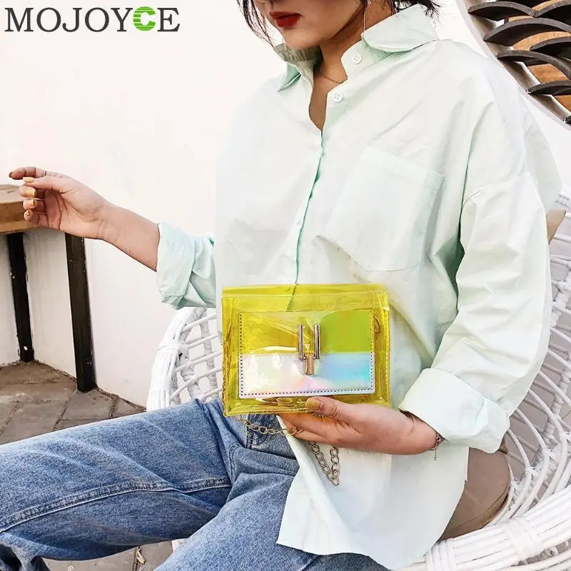 المرأة حقيبة كتف الأزياء الليزر شفافة PVC Crossbody أكياس رسول الكتف حقيبة شاطئية 2019