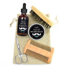Mabox 6 шт борода Уход за лошадьми Care Kit комплект для Для мужчин усы масло для бороды бальзам расческа лица носа и ушей Ножницы