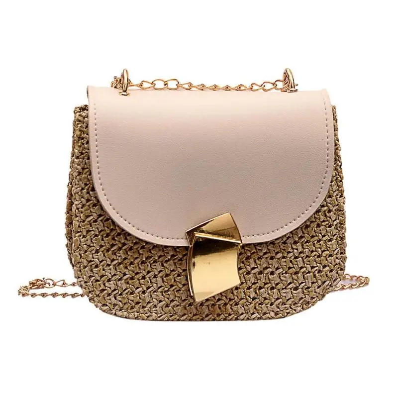أزياء السيدات رسول حقائب القش حقيبة كتف للفتيات عارضة النساء المنسوجة سلسلة صغيرة Crossbody أكياس Bolsas الأنثوية أزياء السيدات رسول حقائب القش حقيبة كتف للفتيات عارضة النساء المنسوجة سلسلة صغيرة Crossbody أكياس Bolsas الأنثوية