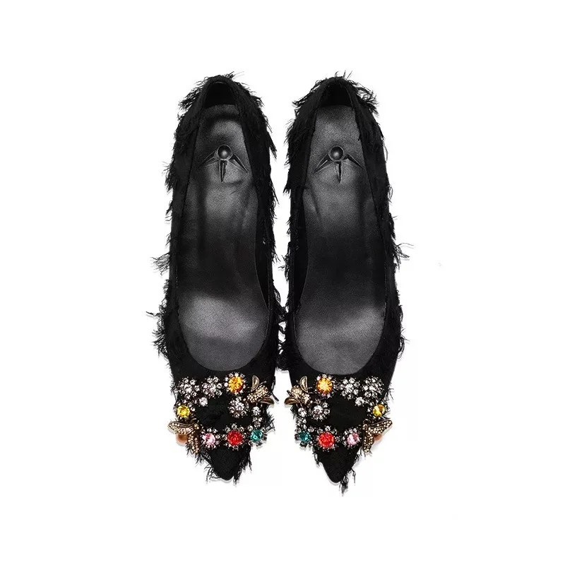 2019 Soirée Mince Talon Mode Cuir Et Med Coton Femmes green Véritable En Slip Robe Stkehidba Chaussures on Pompes De Escarpins Black Tissu dwHqn5xC
