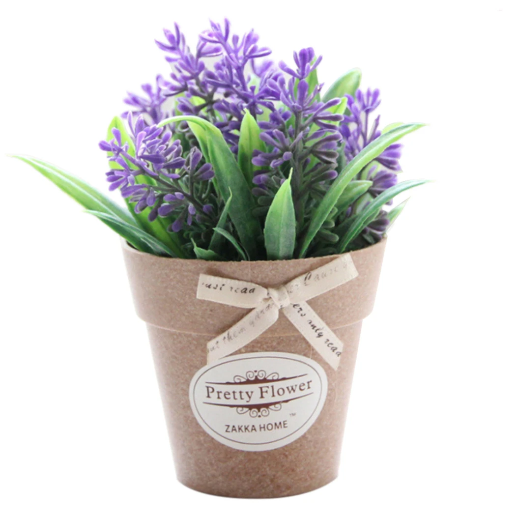 

Small And Beautiful Pastoral Style Basil Lavender Crafts Artificial Flower Small Bonsai Set Artificial Plant Home Decoration