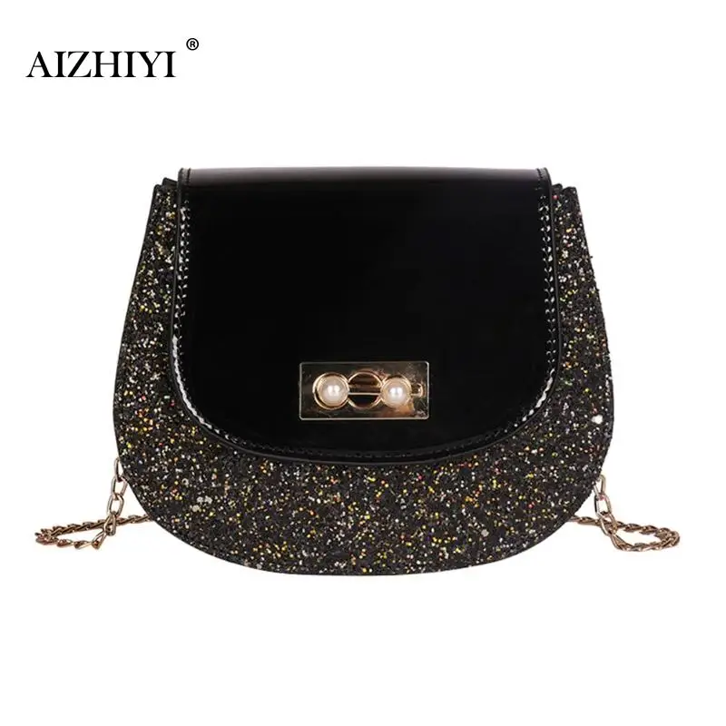 

Luxury Women Sequined Messenger Bag Quality Fashion Leather Women's Flap Bag Chain Female Shoulder Bag Lay Crossbody Handbags