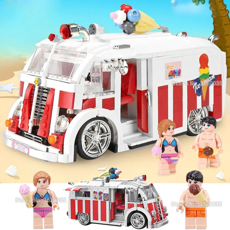 Girl City Beach Seaside Ice Cream Truck Series Building Blocks Model Girl Boy figures Gift For Girl And Boys Toy With Legoinglys