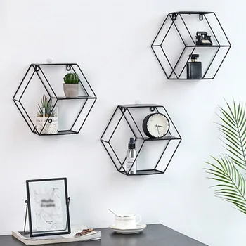 

1*Wall shelf Hexagonal Grid Wall Hanging Shelf Rack Storage Holder Home Wall Decorative 29*10*25.6cm