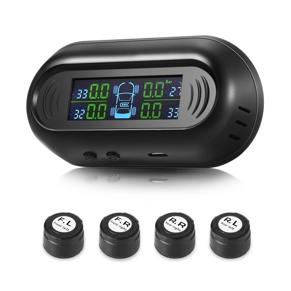 

ZEEPIN G50 Solar Powered TPMS Car Tire Pressure Monitor System 4 External Sensors